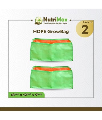 Nutrimax HDPE 200 GSM Growbags 18 X 12 X 9 inch Pack of 2 Outdoor Plant Bag