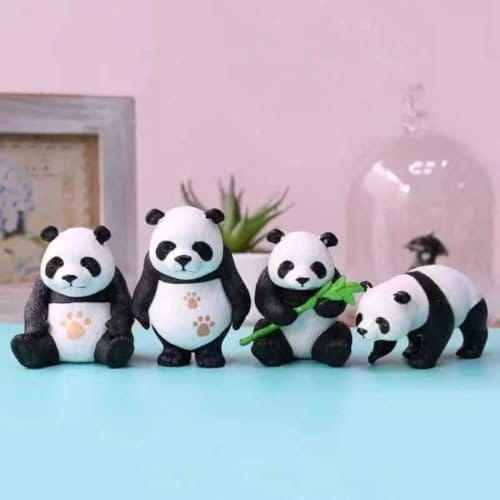 SATYAM KRAFT 1 Set (4 Pieces) Panda Miniature Figurines | Cute Showpiece | Gift for Him/Her, Home, Bedroom, Living