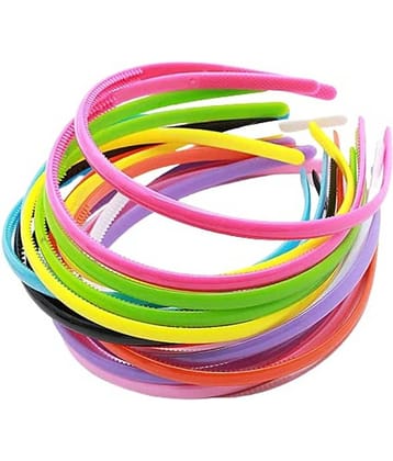 Glossy Multicolor Plastic Fancy Plastic Teeth Comb Shine Hair Bands For Girls & Women (Pack Of 6)