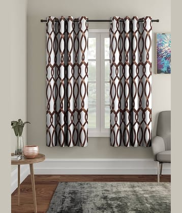 Cortina - Geometric Printed Room Darkening Eyelet Curtain-5 Ft-pack of 2
