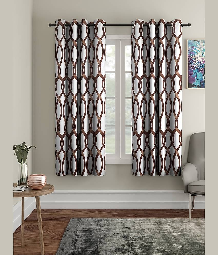 Cortina - Geometric Printed Room Darkening Eyelet Curtain-5 Ft-pack of 2