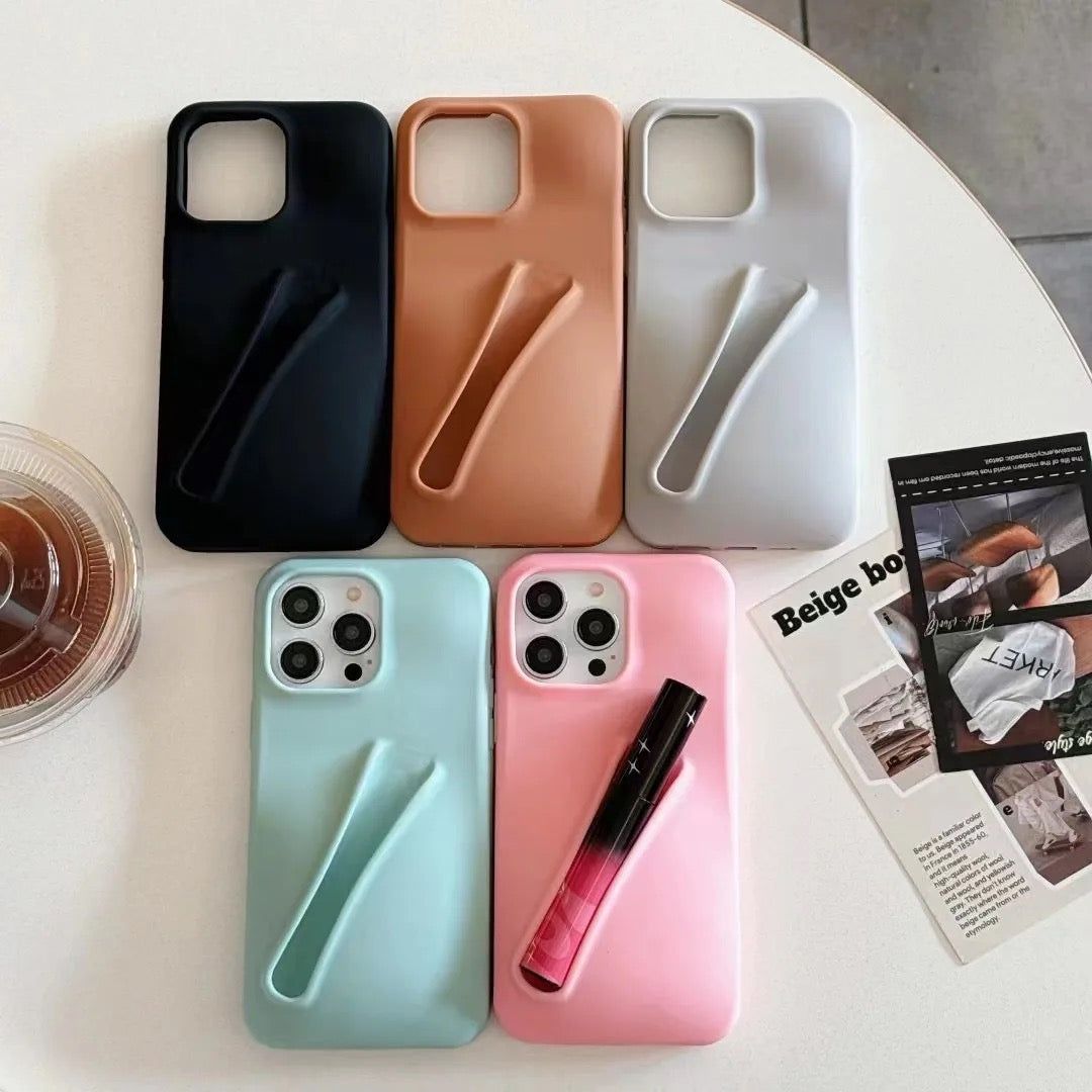 Lip Gloss Phone Holder Silicone Rubber iPhone Case-iPhone 14 Plus / iPhone 15 Plus / Gray