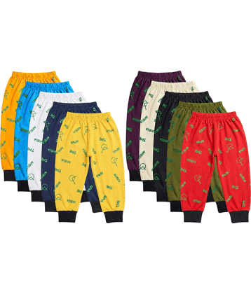 LEMONYFABRICS Pack of 10 Baby Boys Cotton Blend Trackpant ( Multicolor )