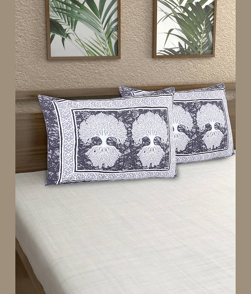AJ Home - Pack of 2 Cotton Ethnic Regular Pillow Cover ( 68.58 cm(27) x 43.18 cm(17) ) - Gray