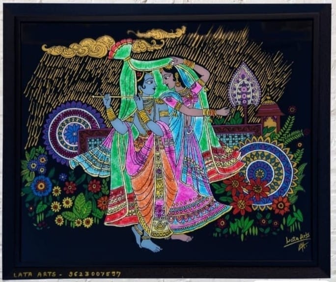 Radha Krishna In Rain Painting