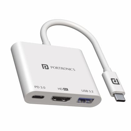 Portronics C-Konnect USB 3.0, USB-C PD Charge, HDMI Port, Type-C Plug
