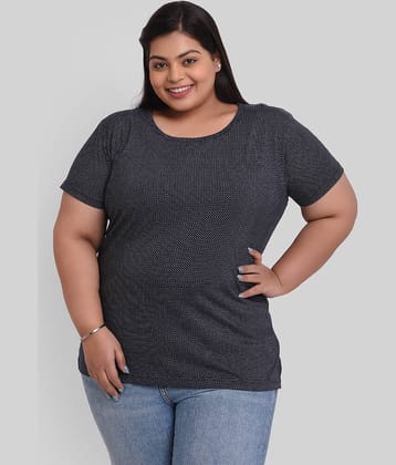 Neo Garments Women Cotton Self Design Regular Fit Round Neck T-Shirt ( Black )