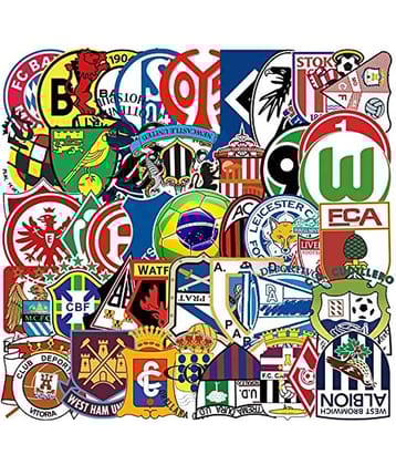 iDream Football Club Team Logo Waterproof Vinyl Sticker for Laptop, Desk, Skateboard, Luggage, Guitar, Furniture, Toy, Scrapbook (Set of 50)