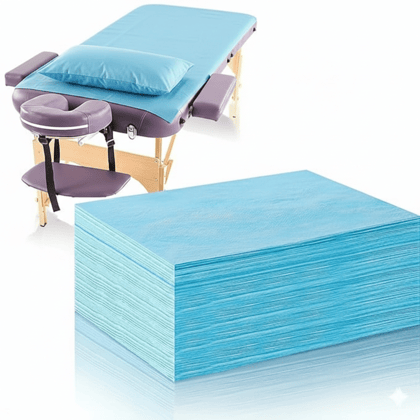 KUDIZE Combo of Disposable Bed Sheet (31 x 72 Inch) with Pillow Cover (21 x 26 Inch) for Hospital, Hotel, Travelling, Spa, Saloon, Saunas,Tattoo for Man, Woman & Baby Care. (Blue, Pack of - 1