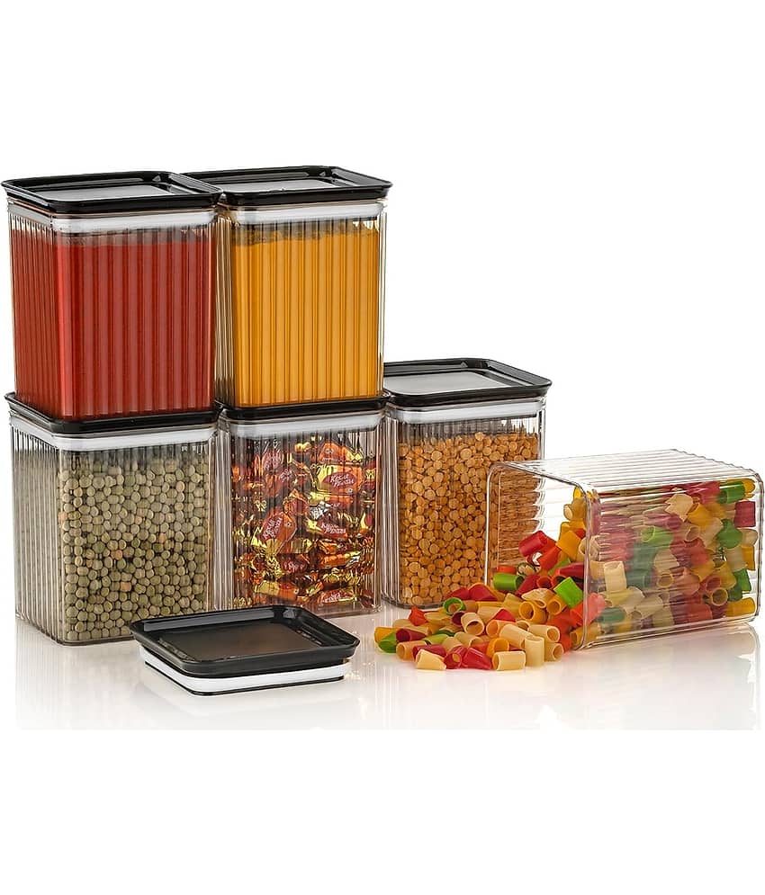 iview kitchenware Dal/Food/Grocery Plastic Black Multi-Purpose Container ( Set of 6 )