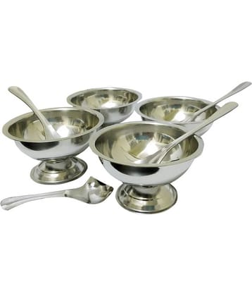 Dynore Stainless Steel 4 Ice Cream Cups With 4 Ice Cream Spoons - Set Of 8