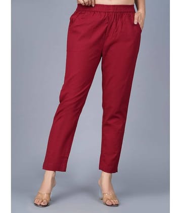 QuaClo - Maroon Cotton Regular Women's Casual Pants ( Pack of 1 )