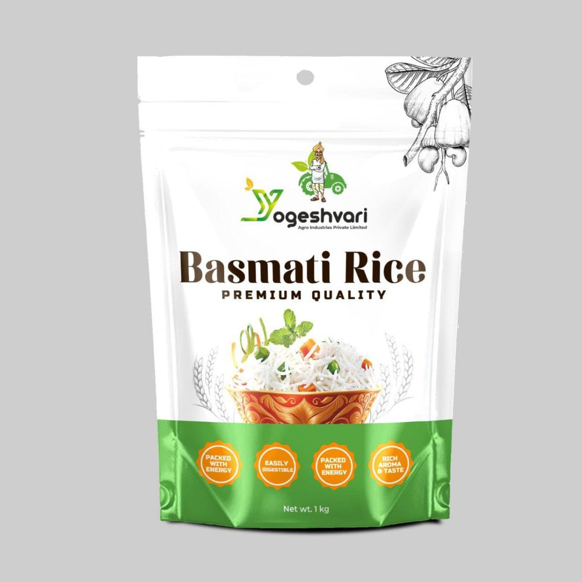 Yogeshvari Basmati Rice (1kg) | Premium Quality | Daily Cooking