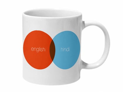 Multicolor English Hindi Ceramic Mug