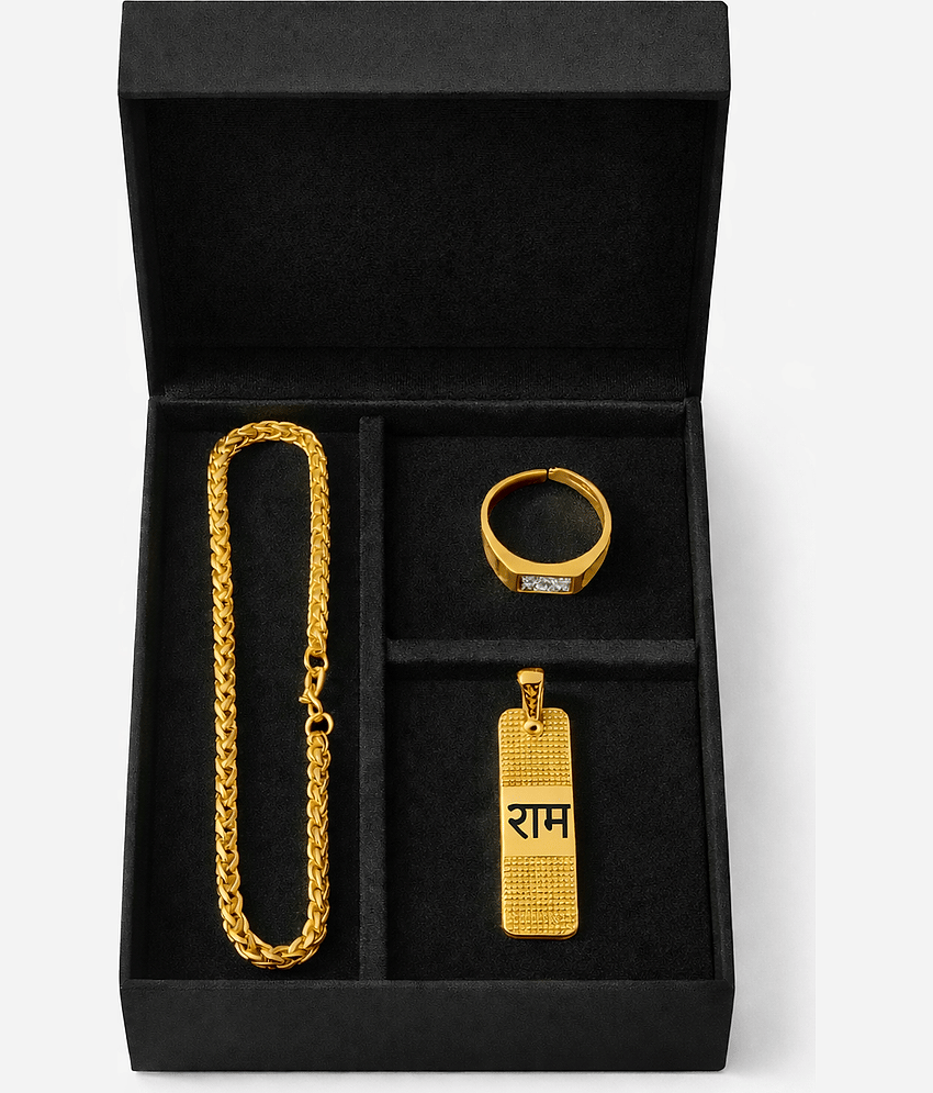 Fadiso Fashion Gold Plated Chains Combo ( Set of 3 )