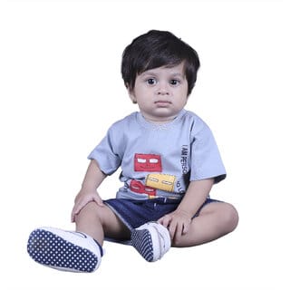 Kid Kupboard Cotton Baby Boys T-Shirt, Light Blue, Half-Sleeves, 12-18 Months KIDS7192