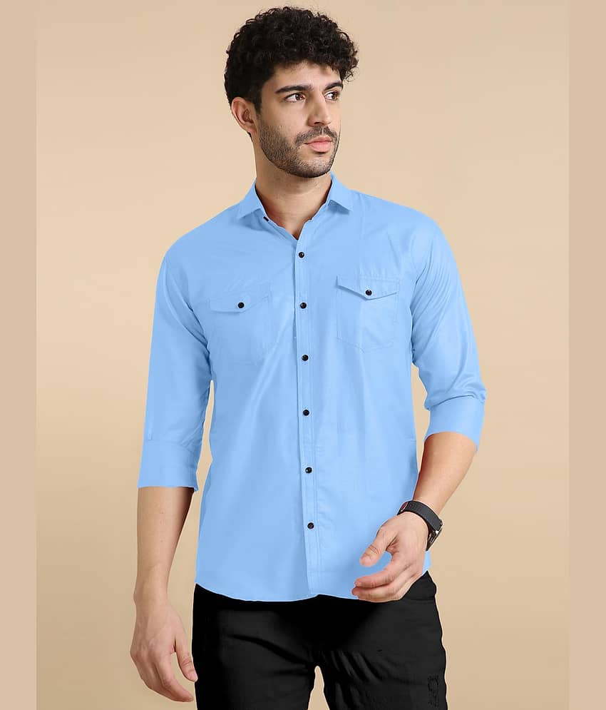 P&V CREATIONS Cotton Blend Slim Fit Solids Full Sleeves Men's Casual Shirt - Green ( Pack of 1 )