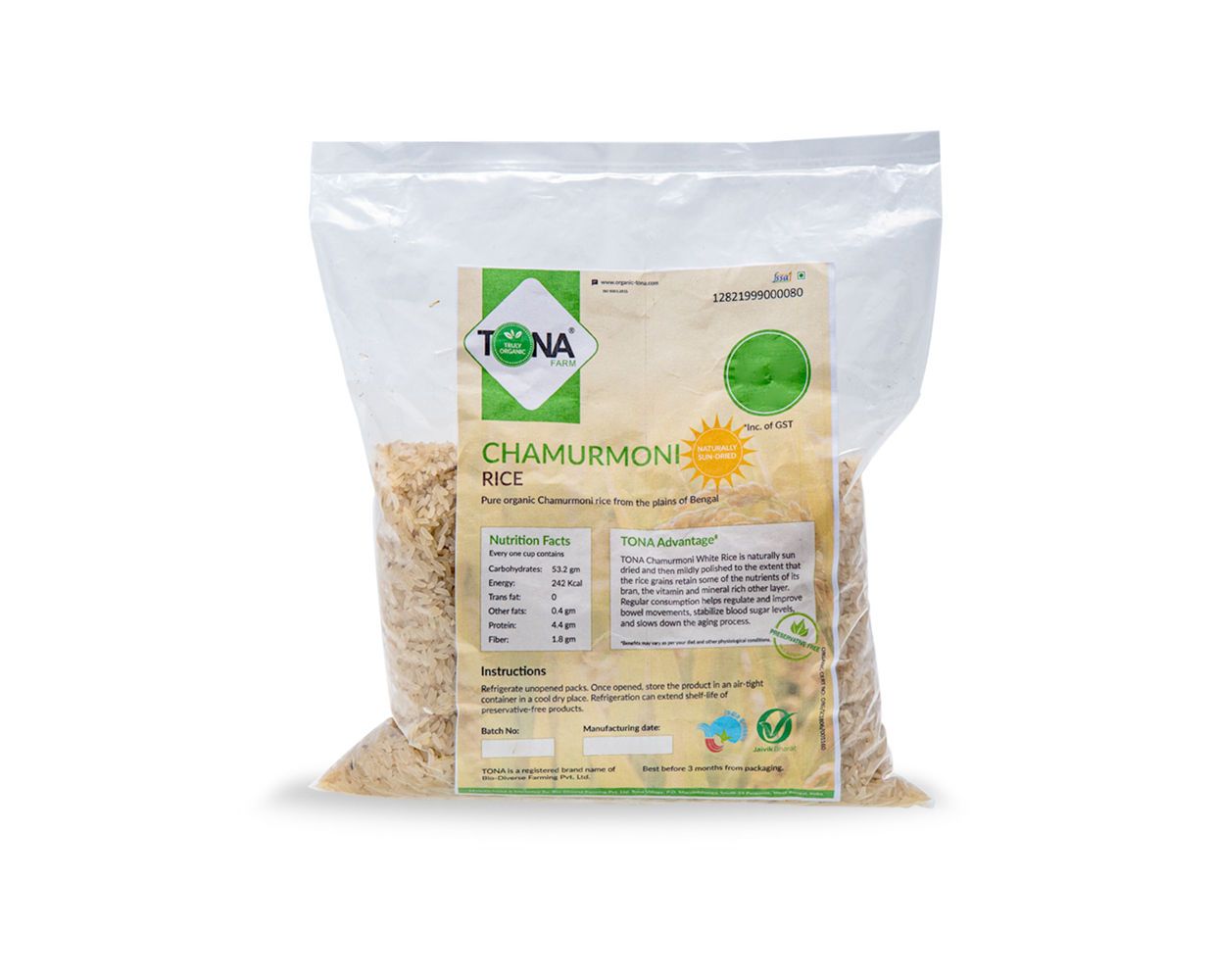 Tona Organic Unpolished Chamurmani Rice , 1 Kg