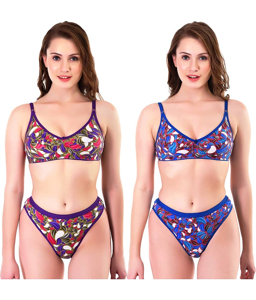 TCG Multi Color Cotton Bra & Panty Set