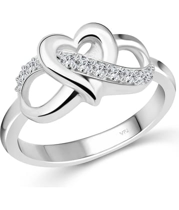 Vighnaharta Swirl Heart CZ Rhodium Plated Alloy Ring for Women and Girls-[VFJ1500FRR8]