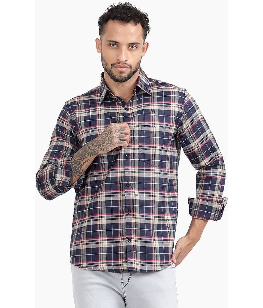 TrendiVastra Cotton Blend Slim Fit Checks Full Sleeves Men's Casual Shirt - Multicolor ( Pack of 1 )