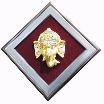 Luxury Brass Ganesh Wall Frame for Home Temple, Height : 12 Inch (BSMAS1901 C)