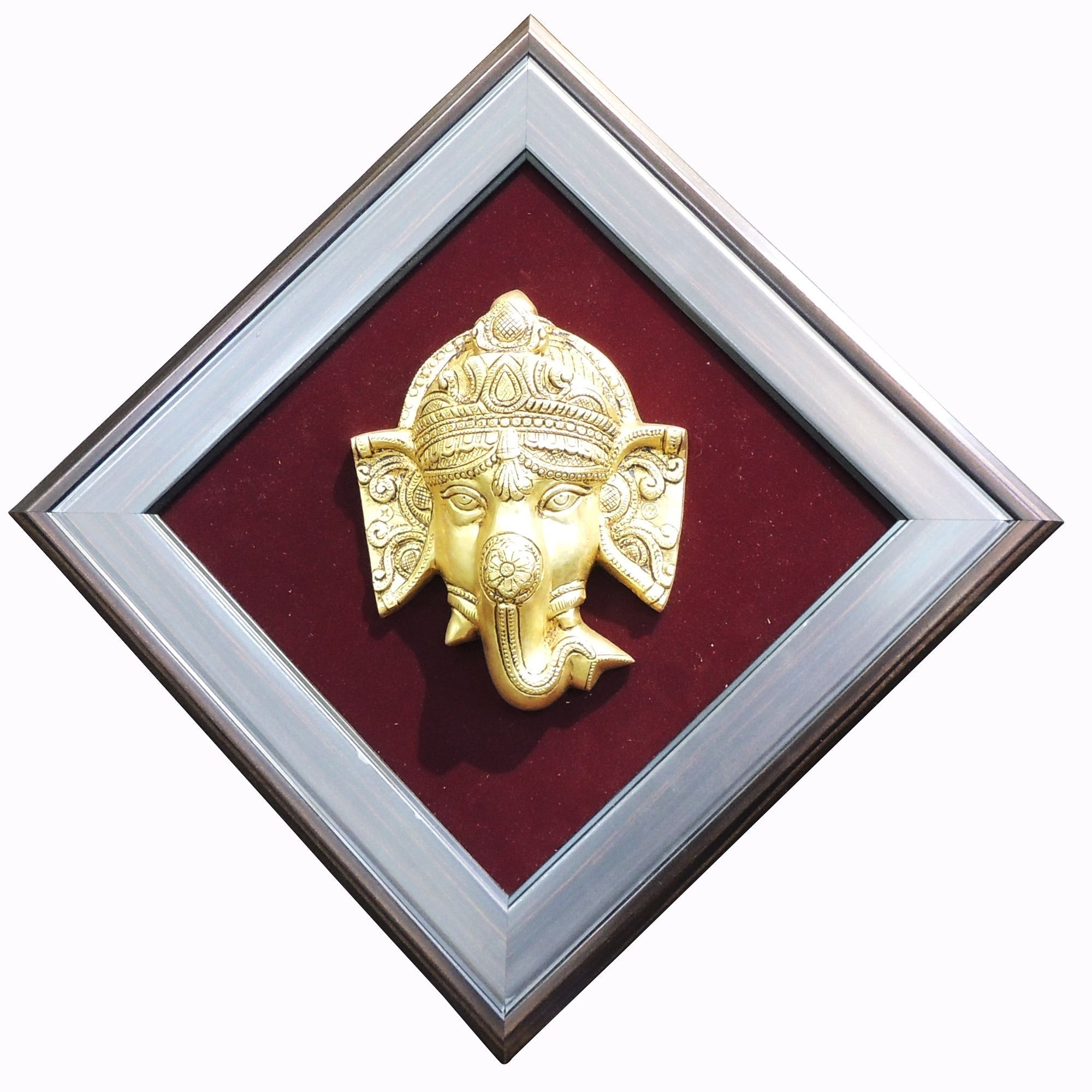 Luxury Brass Ganesh Wall Frame for Home Temple, Height : 12 Inch (BSMAS1901 C)