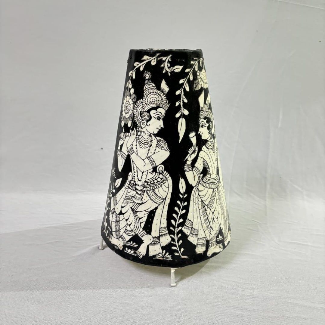 12 inch Radha Krishna design round lamp