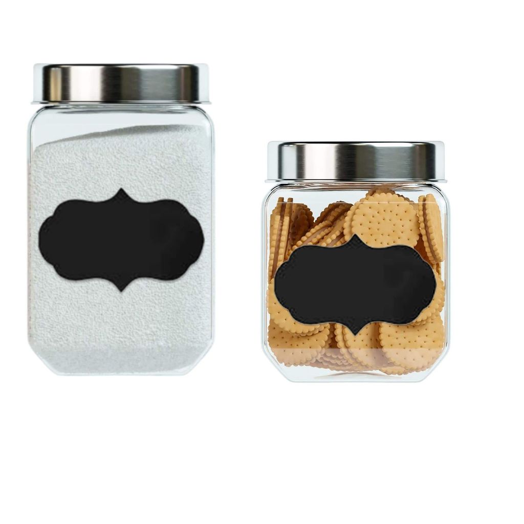 Femora Clear Glass Octo Kitchen Storage Jars, 850 ml, 2000 ml, Set of 2, Free Replacement of Lids