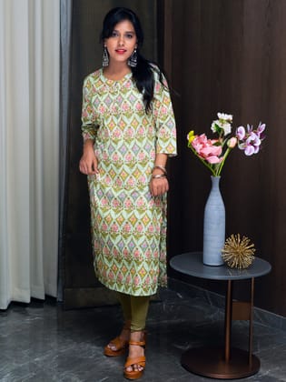 Mint Green Block Print Kurti-38