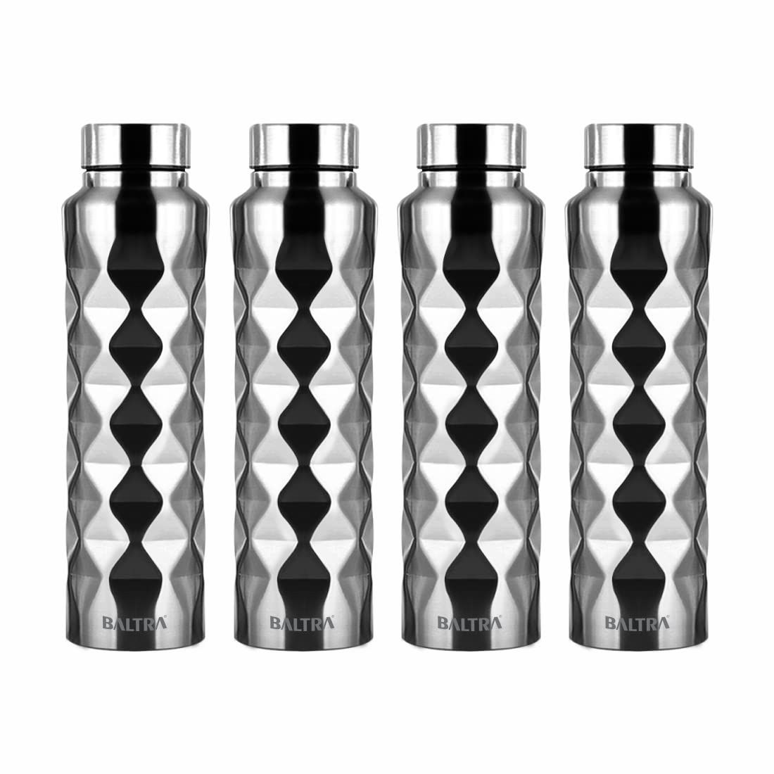 Baltra Booster Stainless Steel Fridge Water Bottle/Refrigerator Bottle Single Walled (1000 ML) Pack Of 4