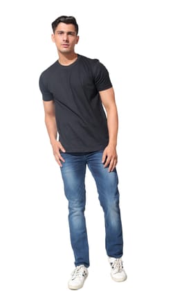 Kinnko Premium Cotton Mens Black Plain T-Shirt