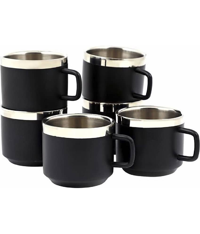 Dynore Solid Steel Tea Cup 120 ml ( Pack of 6 )