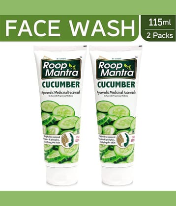 Roop Mantra Cucumber Face Wash 115ml, Pack of 2 (Helpful to Purify the Skin, Control Acne Pimples, Blemishes & Skin Infections, Remove Excess Oil & Dirt)