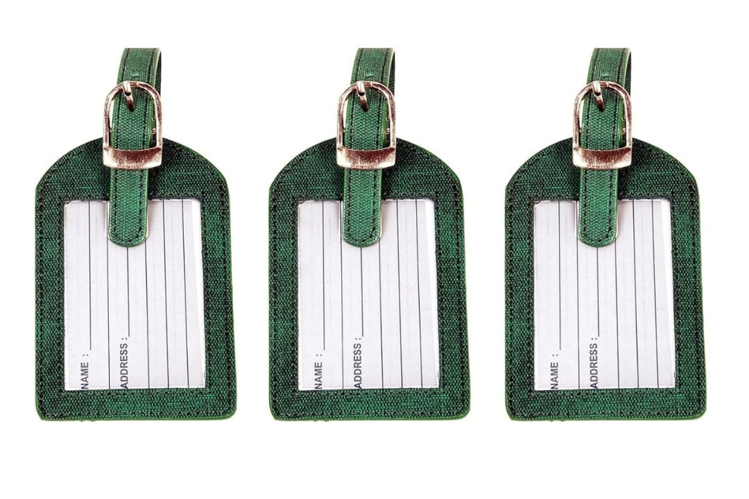 Sukeshcraft Luggage Tags Suitcase Tag Travel Bag Labels (Bottle Green)