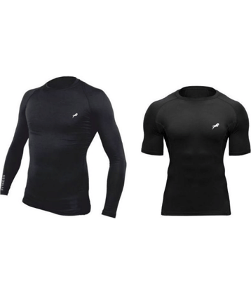 Just Rider Full Sleeve T-shirt 1Pcs ,Half sleeve 1Pcs  Multi Sports Exercise/Gym/Running/Yoga/Other Outdoor inner wear for Sports - Skin Tight Fitting - Black Color 2 pcs combo