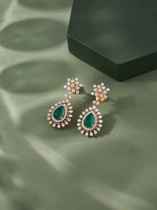 Lila Silver Dangle Moissanite Earrings | 22KT Gold Vermeil-Yellow Gold