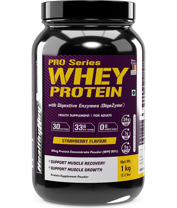 HealthyHey Sports WPC Whey Protein ( 1 kg , Strawberry - Flavour )