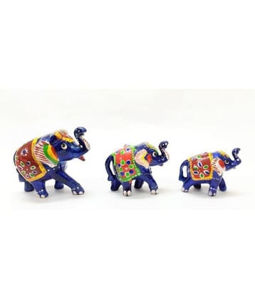 AFTERSTITCH Decorative Elephant Showpieces Idols Staute For Home Decor 9 cm  (Pack of 3)