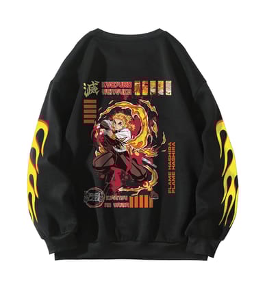 Demon Slayer Designed Oversized Sweatshirt-S / Black