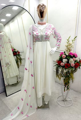 Beautiful Party Wear Gown ,Plazzo And Dupatta Beautiful Party Wear Gown ,Plazzo And Dupatta