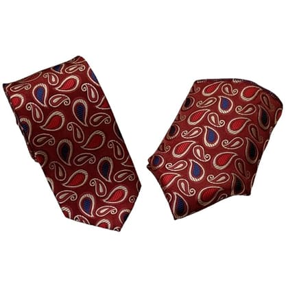 VOICI Mens Necktie Set with Pocket Square gift set Business Wedding Party Work free size Red Blue color