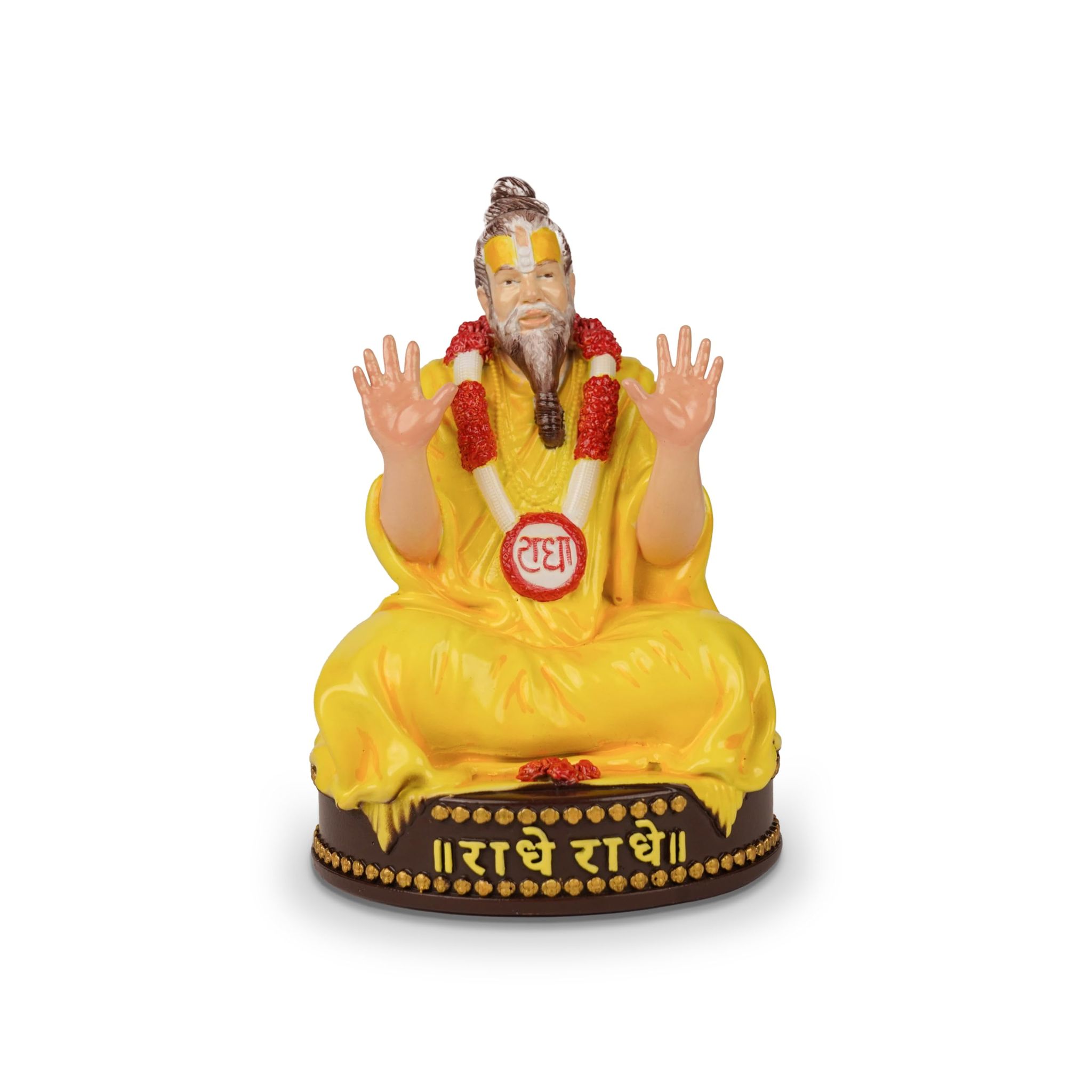Artarium Shri Premanand Maharaj ji Yellow Statues for Home Decor showpiece Marble Living Room/Home/Office House/Desk & Car Dashboard Antique Idol, Art, Decoration, Showpiece