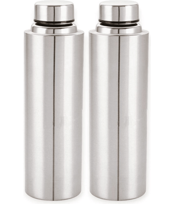 Visaxmi Stainless Steel Single Water Bottle 1 liter Silver Water Bottle 1000 mL ( Set of 2 )