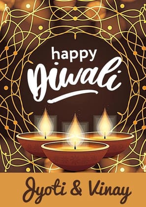 Happy Diwali Gift Tags/ Gift Stickers - Golden Rangoli-Flat Cards Without Ribbons / Set of 10
