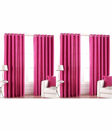 N2C Home Solid Semi-Transparent Eyelet Curtain 5 ft ( Pack of 4 ) - Pink