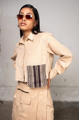 Desert Sand Corduroy Cropped Shirt-XS