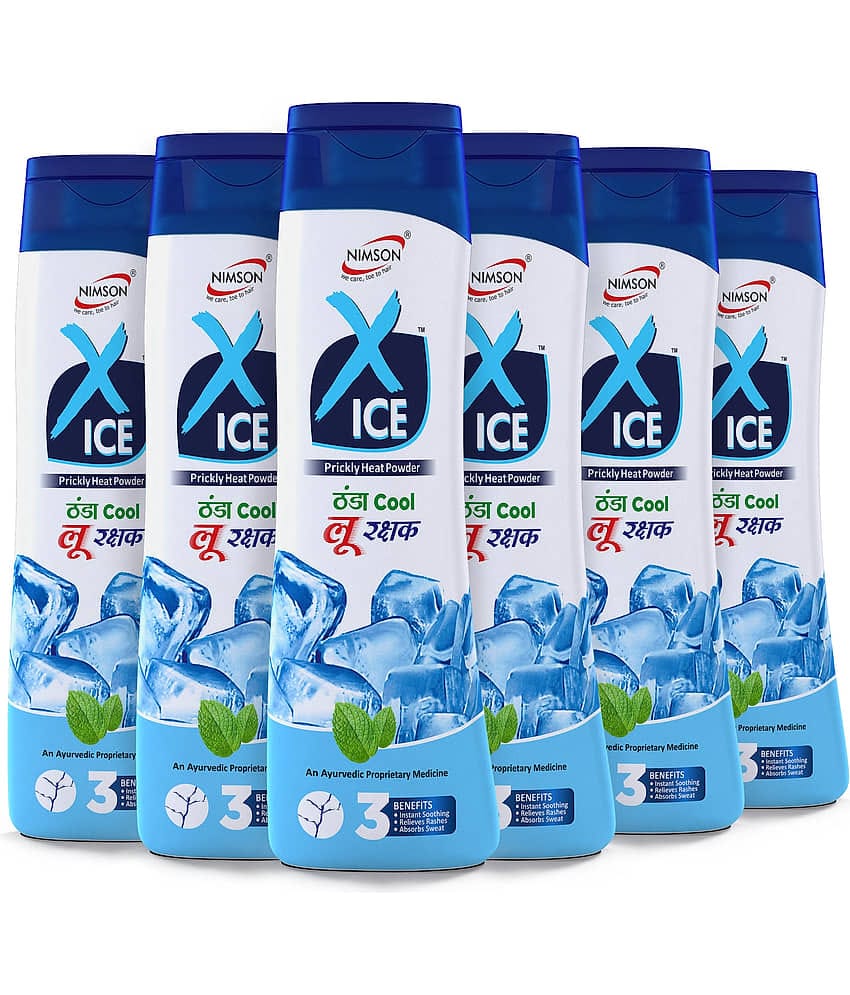 Nimson X-ICE Thanda Cool Prickly Heat Talcum Powder Talc 600 gm Pack of 6
