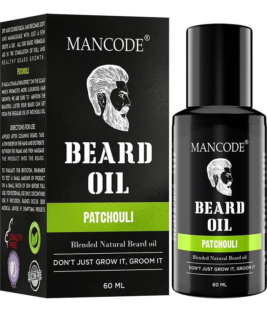 Mancode Beard Growth Oil for Men with Patchouli Natural Oils, 60 ml (Pack of 1)