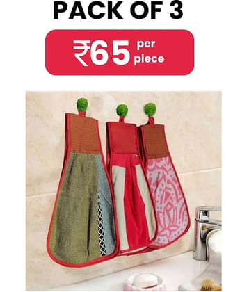 ENTICE Microfibre Printed Hand Towel 351-400 ( Pack of 3 ) - Multicolor